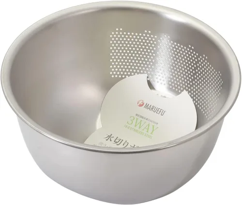 Vista 3 de Pearl Metal HB-6765 - Afilador de arroz, colador, escurridor, 3 vías, apto para lavavajillas, acero inoxidable 18-8, fabricado en Japón, fabricado