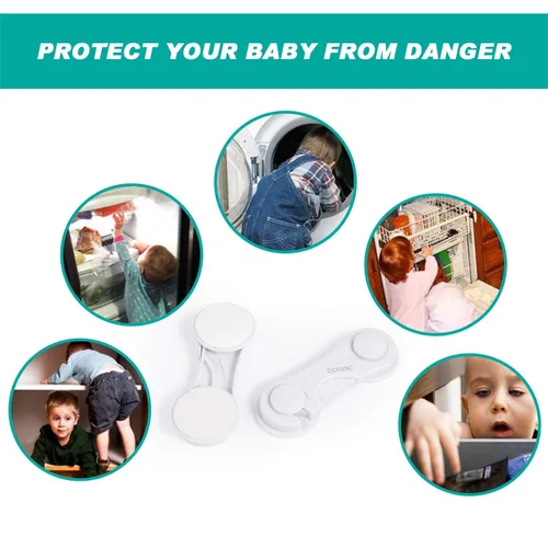 Vista 6 de Adoric Life - Cerraduras de seguridad para niños, paquete de 4 cerraduras de seguridad para bebés, sistema de cocina a prueba de bebés con cinta