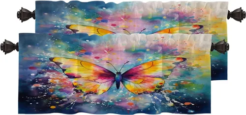 Vista 169 de Cortinas opacas de poliéster multicapa marrón con diseño de bosque natural, 2 unidades, 26 x 24 pulgadas