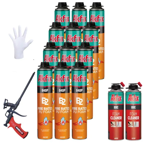 Vista 10 de Akfix 840P Espuma de Poliuretano Expansiva Ignirresistente en Aerosol (1x25.3 Oz.) - Espuma de Sellado Naranja para Ventanas y Puertas, Pinturizable