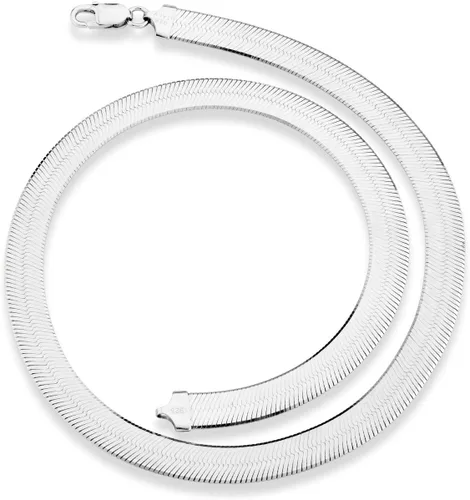 Vista 3 de Miabella Solid 925 Sterling Silver Italian 10mm Flat Herringbone Chain Necklace for Women, Made in Italy