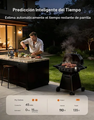 Vista 4 de Govee Termómetro Bluetooth para carne, termómetro inalámbrico de carne para horno ahumador, termómetro digital para parrilla con 2 sondas, modo