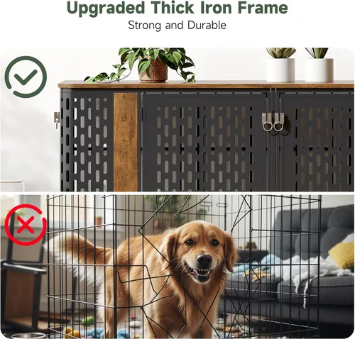 Vista 3 de Muebles dobles del cajón del perro de 71", muebles grandes de la perrera del perro