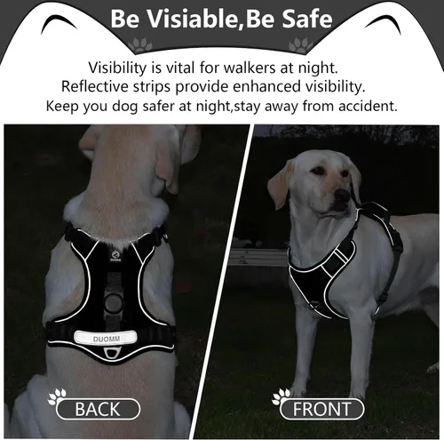 Vista 4 de Arnés sin tirones para perro extragrande, ajustable a prueba de escape, sin estrangulamiento y chaleco reflectante con asa para un fácil control