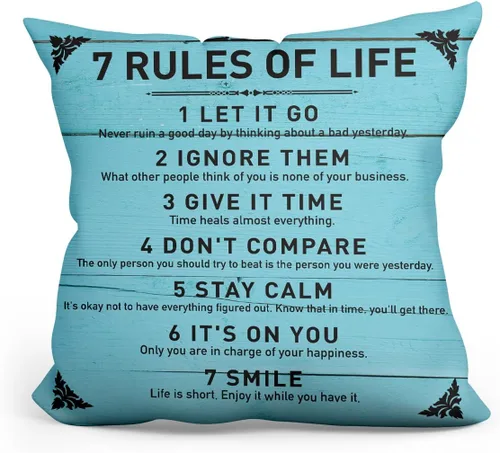 Vista 6 de Fundas de almohada rústicas con citas inspiradoras, 7 reglas de la vida, funda de cojín para sofá, dormitorio, decoración del hogar, regalos