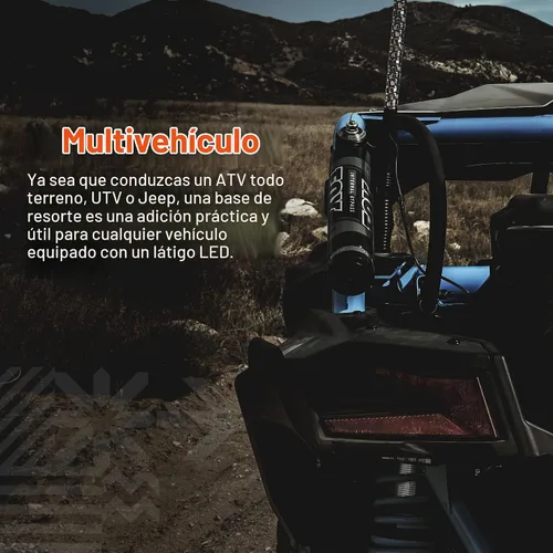 Vista 4 de True MODS LED Whip Flag Base de montaje en resorte 1/2-20 rosca para UTV Negro