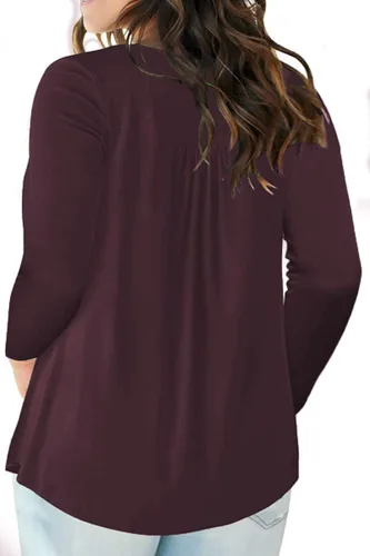 Vista 2 de VISLILY - Camisas Henley de manga larga con botones para mujer, talla extragrande, blusas plisadas tipo túnicas
