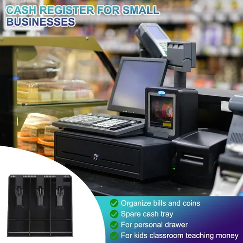 Vista 3 de PATIKIL Bandeja de dinero para caja registradora, bandeja de inserción de cajón, organizador portátil de caja de almacenamiento de dinero con clip