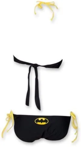 Vista 2 de BATMAN DC Comics Logo Bandeau Monokini Traje de baño de una pieza negro para mujer, Negro