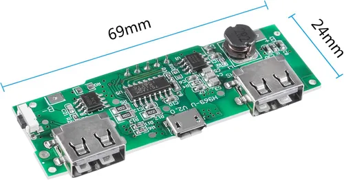 Vista 7 de Tablero de carga 18650, 6 unidades, 18650, doble USB 5 V, 2 A, 1 A, módulo de banco de energía móvil, placa de cargador de batería de litio