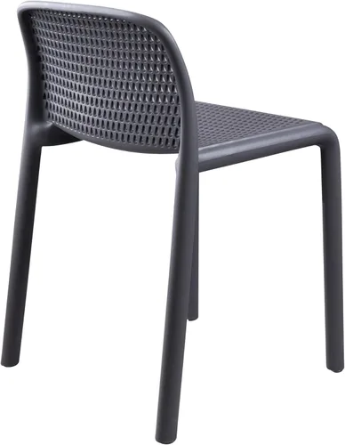 Vista 6 de CozyBlock Punch - Silla de comedor apilable perforada para interior y exterior, juego de 2 unidades (gris oscuro)