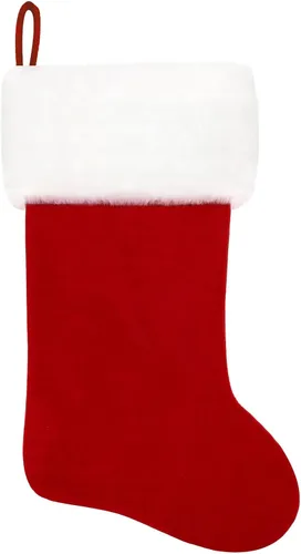 Vista 94 de Calcetines de Navidad bordados de 20 pulgadas con monograma, terciopelo negro con puño de felpa blanca supersuave, adornos clásicos para decoración