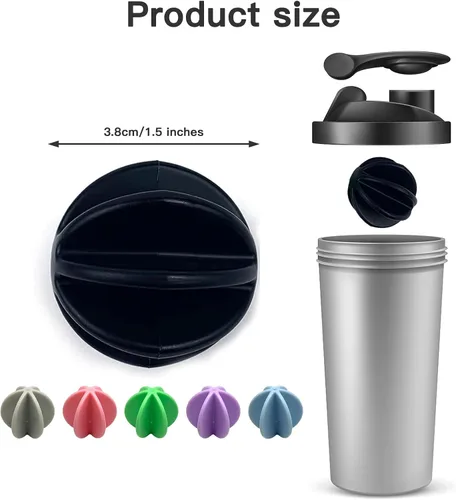 Vista 2 de Shaker Balls 6 bolas mezcladoras de proteínas, bolas de plástico de repuesto para agitador, vaso de botella de bebida, bolas coloridas para batidor