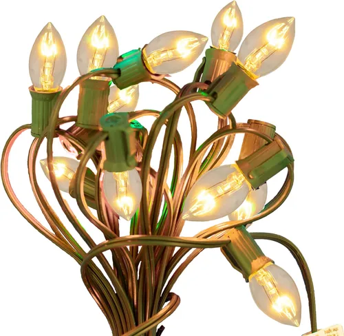 Vista 5 de EST. LEE DISPLAY L D 1902 Cadena de luces C9 de cerámica para interiores y exteriores, bombillas de repuesto de Navidad E17, enchufe C-9