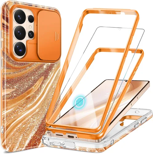 Vista 19 de GVIEWIN para Samsung Galaxy S23 Ultra Funda con cubierta deslizante para cámara, [Protector de pantalla incorporado] [2 Marcos frontales] Funda