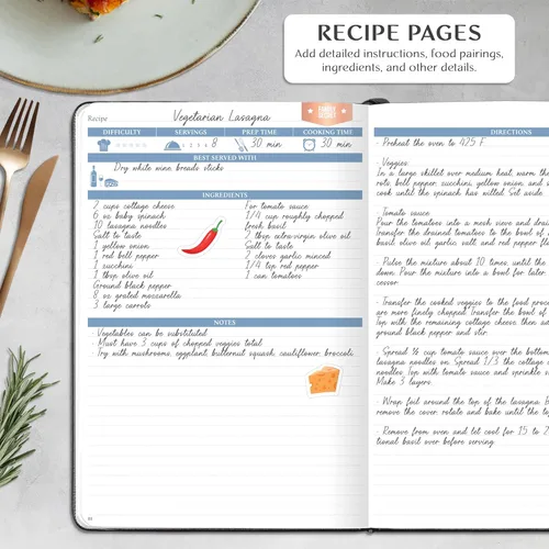 Vista 3 de Legend - Libro de recetas familiar en blanco para escribir tus propias recetas, diario de cocina vacío, cuaderno de cocina personalizado, tapa dura