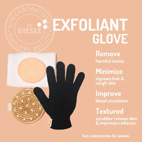 Vista 4 de Sun Labs Gel exfoliante para piel suave, botella de 1 8 onzas con guantes exfoliantes