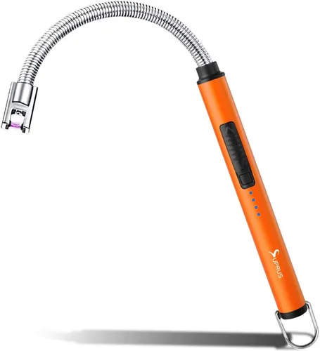 Vista 9 de SUPRUS Encendedor fluorescente que brilla en la oscuridad, cuello flexible de 360°, recargable por USB, resistente al viento, triple seguridad