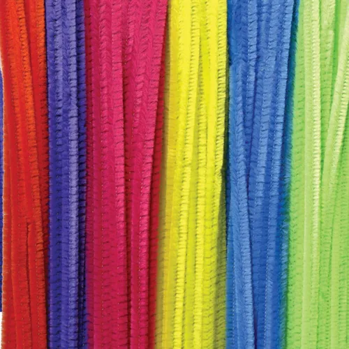 Vista 18 de Creativity Street Jumbo Chenille Stems, 12" x 6 mm, Craft Pipe Cleaners in Assorted Basic Colors, Pack of 100, Case of 12 Packs, 1200 Chenille Stems