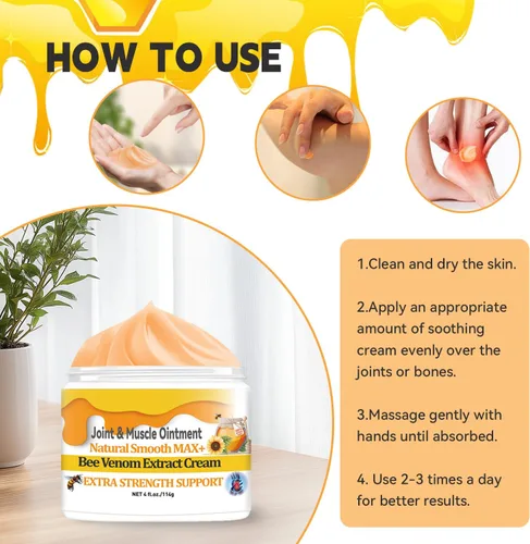 Vista 5 de Bee Venom - Crema para huesos musculares, acción rápida, calmante y eficaz ayuda para espalda, cuello, mano, pie, rodilla, músculo, hombro, tópico