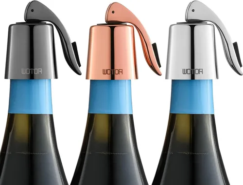 Vista 12 de WOTOR Tapones para botellas de vino de acero inoxidable con silicona Negro-2