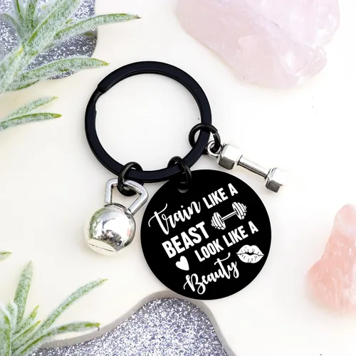 Vista 4 de Regalos de gimnasio para mujeres, el mejor llavero de fitness, regalos para amantes del gimnasio, accesorios de entrenamiento, regalo