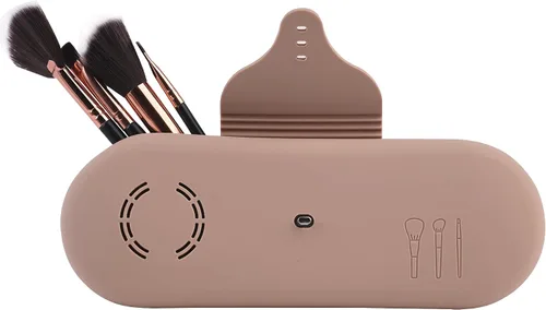 Vista 2 de Beauty Bloom - Soporte y organizador para brochas de maquillaje, silicona con hebilla, estuche de almacenamiento portátil para brochas de belleza