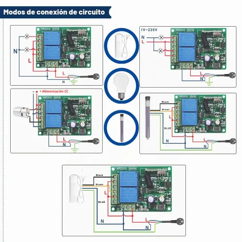 Vista 3 de AC 110V 120V 220V Control remoto inalámbrico RF interruptor de relé universal 2-Ch receptor con 2 transmisores para abridores de puertas de garaje