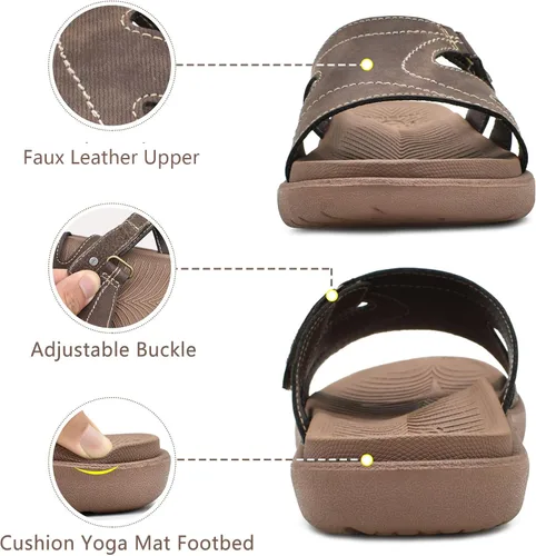 Vista 4 de KuaiLu - Sandalias ortopédicas de moda para mujeres, ligeras, tipo tenis deportivos, con plantilla de goma suave. Sandalias con cierre tipo slip-on