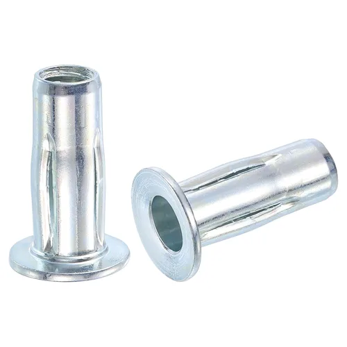 Vista 10 de uxcell Tuercas de remache M4 multiagarre, 5 piezas de vástago preabombado, cabeza plana, tuerca de inserción roscada de acero al carbono más tuercas