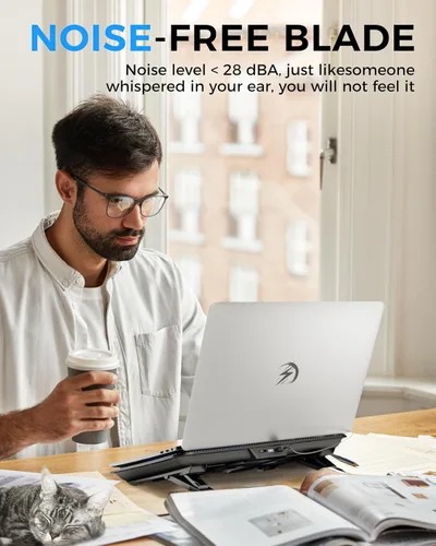 Vista 4 de AICHESON Almohadilla de refrigeración para laptop con 6 ventiladores de alta velocidad, enfriador para laptop con ángulos ajustables, compatible
