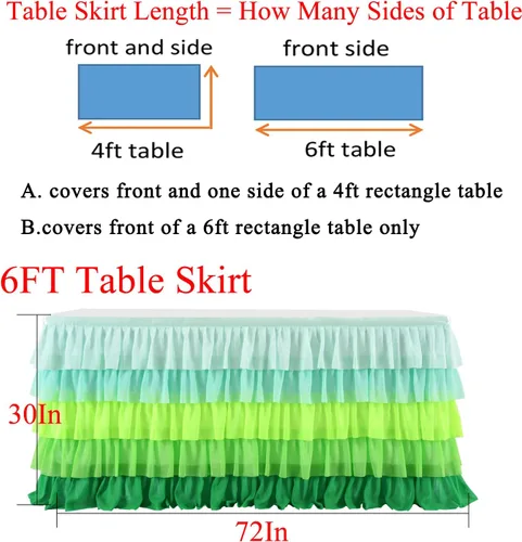 Vista 5 de Mantel verde hierba, falda de mesa tutú hawaiana para mesa rectangular de 6 pies, fiesta tropical hawaiana, baby shower, fiesta de cumpleaños