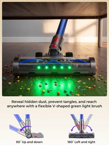 Vista 6 de Cordless Stick Vacuum Cleaner, 600W 55Kpa 70Mins for Home, Pet Hair, Carpet Blue