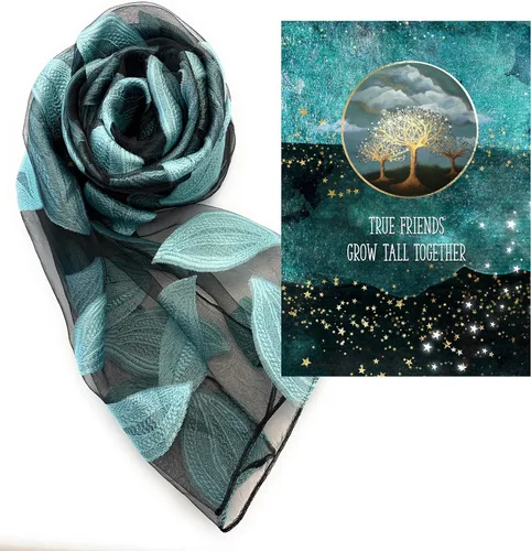 Vista 4 de Smiling Wisdom - NUEVO - Amistad - Reason Season Lifetime Friend Tarjeta de felicitación y bufanda Set de regalo - Best Friend Women BFF (Fuchsia)
