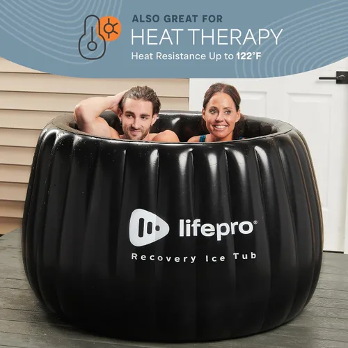 Vista 5 de Lifepro Bañera de hielo portátil para 2 personas para atletas XL - Tina de hielo autoinflable para adultos - Tina de hielo plegable para baño