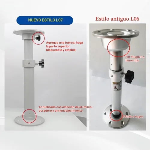 Vista 3 de Sporacingrts Pedestal de Mesa Ajustable Base de Mesa Desmontable Soporte de Patas Kit de Montaje de Base Compatible con Barco, Yate, RV