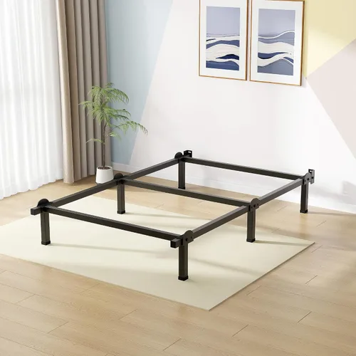 Vista 2 de Superay Marco de cama de metal, base de cama de 6 patas, soporte de 8 pulgadas para somier, individual, fácil montaje, negro