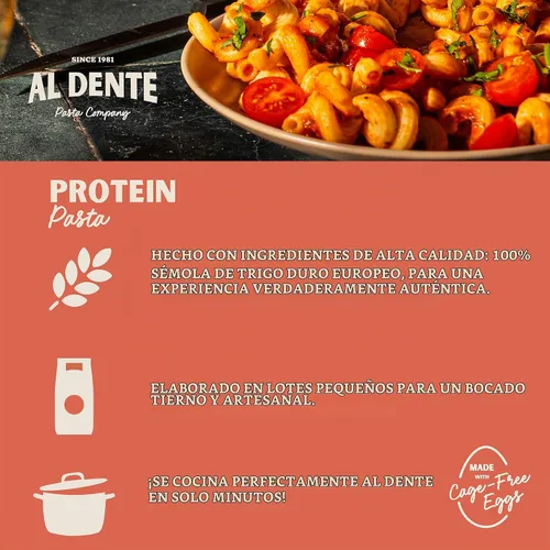 Vista 7 de Al Dente Protein Pasta: 30g Protein from Eggs, Lower Carb (Cavatappi 4-pk)