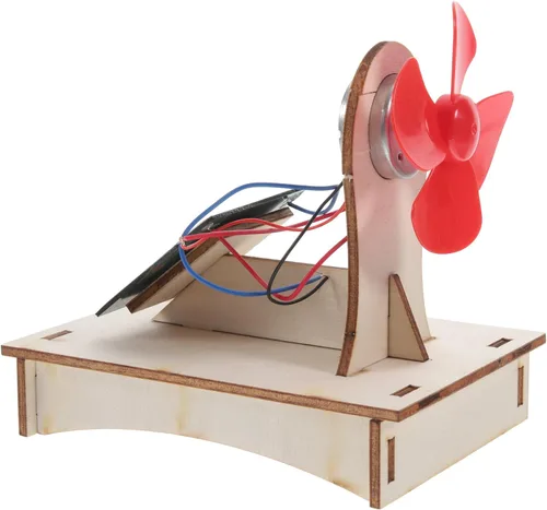 Vista 8 de Ventilador de casa 3 juegos de ventilador para el hogar, ventilador de madera de madera, modelo solar solar de ciencia educativa edificio ensamblar