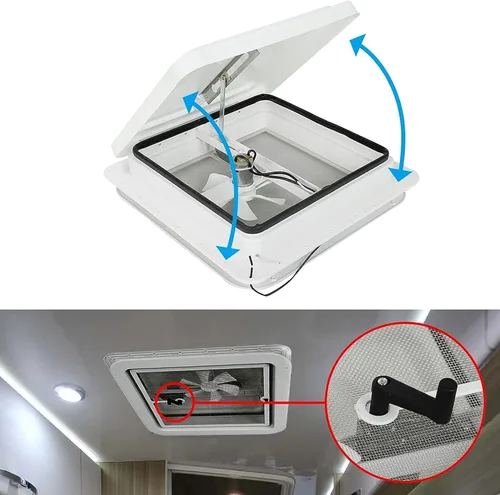 Vista 3 de Ventilador completo de 12 V con aspas de 6 pulgadas con tapa blanca para decoración