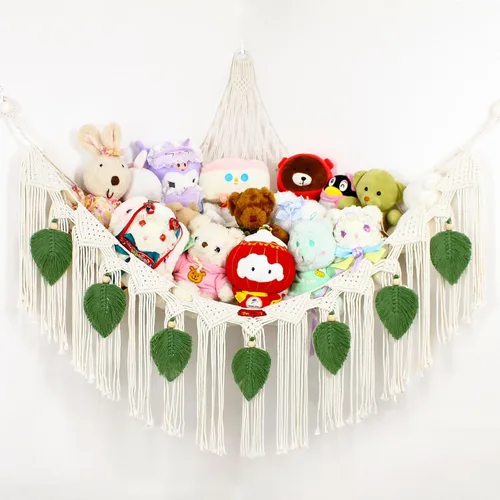 Vista 9 de Hamaca de animales de peluche, red de peluche en la esquina para almacenamiento de animales de peluche, red montada en la pared, organizador de Azul