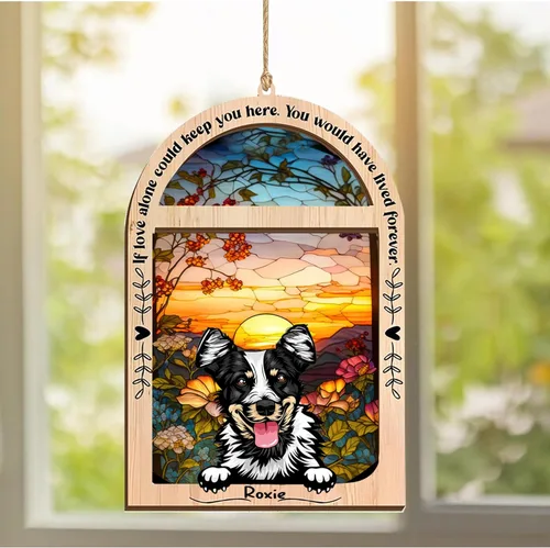 Vista 323 de LOVELYPOD Adorno de Navidad personalizado de sabueso afgano, atrapasoles con nombre, regalos de pérdida de mascotas, regalos para amantes