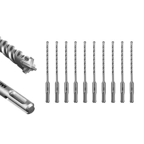 Vista 27 de SALI 10 brocas de martillo giratorio SDS Plus de 1/2 x 6 pulgadas, kit de broca para hormigón, material de carburo de doble rosca de tipo cruzado