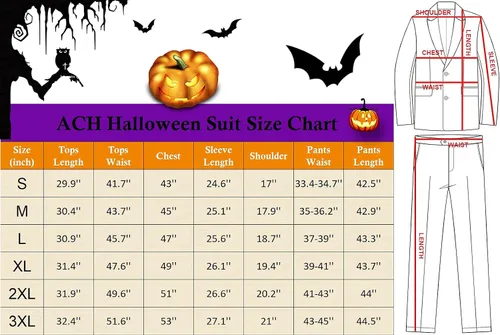 Vista 6 de Traje de Halloween para hombre, disfraz de fiesta para adultos, con diferentes estampados, 3 piezas, chaqueta fea y divertida para hombre, traje