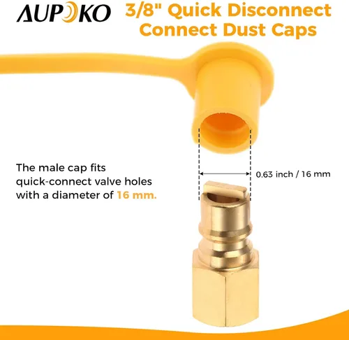 Vista 3 de Aupoko 3 paquetes de tapón antipolvo de 3/8 pulgadas y enchufe para acoplador de conexión y desconexión rápida de gas natural de propano