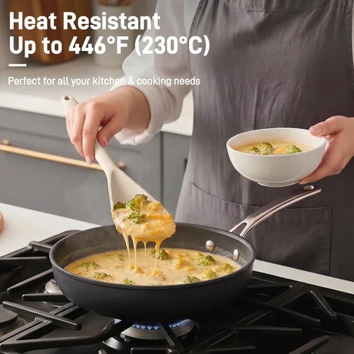 Vista 2 de Paquete de 2 espátulas de silicona para utensilios de cocina antiadherentes 2 paquete caqui