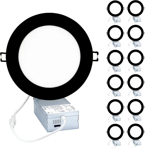 Vista 7 de POPANU Lámpara LED empotrable de 4 pulgadas, lámpara de techo sin lata de 9 W, 5 CCT, 4 pulgadas, luces LED de oblea, kits de carcasa y molduras