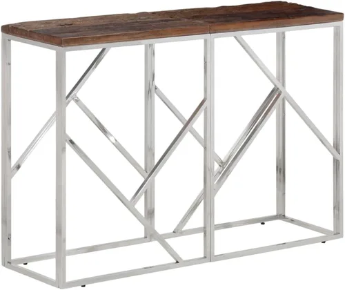 Vista 11 de vidaXL Mesa de consola, mesa de sofá, mesa de consola de pasillo, detrás de la mesa del sofá para sala de estar, estilo moderno, acero inoxidable