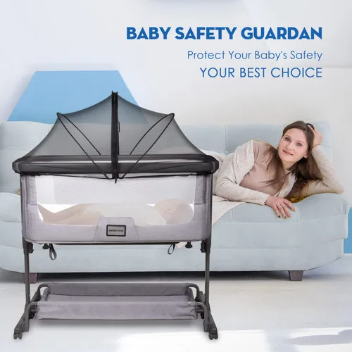 Vista 2 de Beberoad Love Cubierta de mosquitero para cuna - Dosel de malla transpirable con cremallera de 2 vías para cunas de bebé, cunas junto a la cama