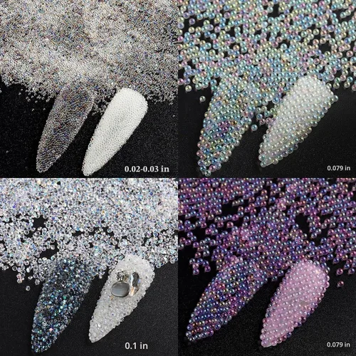 Vista 5 de Fcozpjk Pixie Cristales para uñas, 6 botellas, cuentas de micro caviar de 0.024-0.079 in